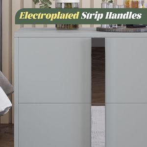 Mesita de Noche Moderna y Elegante de Madera con Tiradores Metálicos Espejados, Mesa Auxiliar con Patas Metálicas para Sofá, Cajones y Mesita de Noche - Product Image 4