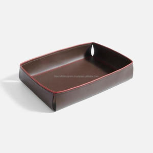 Porte-serviettes en cuir véritable pour bureau et maison, accessoires de table, porte-mouchoirs, plateau d'accueil - Product Image 6