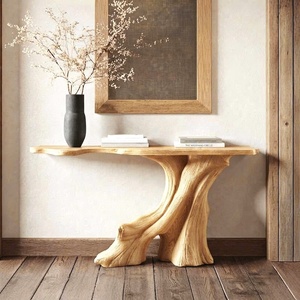 Table console en bois naturel sur mesure, table de couloir pour villa de luxe, entrée résidentielle, table d'entrée 100% artisanale - Product Image 6