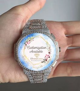 นาฬิกาข้อมือผู้ชายแบบอัตโนมัติ ตัวเรือนสแตนเลสสตีล ประดับเพชรคุณภาพสูง VVS Moissanite กันน้ำ ดีไซน์หรูหรา - Product Image 2