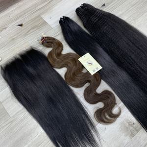 Extensiones de Cabello Humano Vietnamita al por Mayor, Color Negro, Tejido a Máquina, Ondulado, Liso Rizado, Doble Trama, Genius Weft - Product Image 3