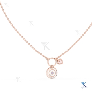 Collar con Colgante de Corazón y Ojo de Diamante Cultivado en Laboratorio, Oro Sólido de 14K y 18K, Joyería Fina para Mujer, Talismán de Protección, Venta al por Mayor - Product Image 3