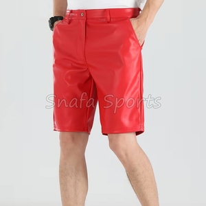 กางเกงขาสั้นผู้ชายรุ่นใหม่ กางเกงหนังคาร์โก้ผู้ชาย สีตามสั่ง เอวสูง ยูนิเซ็กซ์ มีเชือกผูก กางเกงขาสั้นสีพื้น - Product Image 6