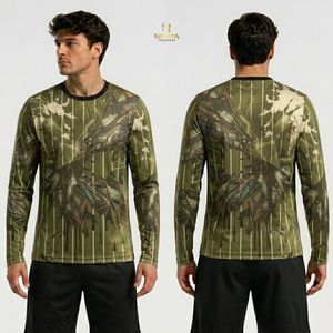 T-shirt à manches longues en polyester à séchage rapide, motif camouflage abstrait orange, pour entraînement sportif - Product Image 2
