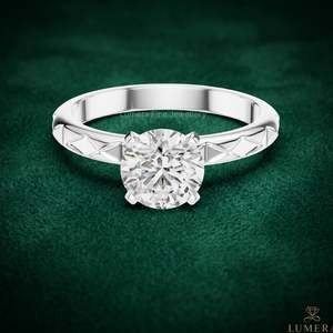 Anillo de Compromiso Solitario con Diamante Cultivado en Laboratorio, Corte Redondo Personalizado, Chapado en Oro Blanco, Anillo de Boda para Mujer, Certificado IGI - Product Image 1