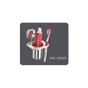 Support de porte-brosse à dents durable en acier inoxydable avec finition nickelée pour brosse à dents et dentifrice - Product Image 1