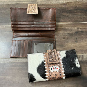 กระเป๋าคลัทช์ใส่บัตรแบบตะวันตกทำด้วยมือกระเป๋าเงินหนังวัวมีสไตล์กระเป๋าสตางค์หนังสไตล์ตะวันตกอเนกประสงค์ - Product Image 6