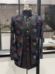 Oferta Especial: Conjunto de 3 Piezas de Chaqueta Estilo Sherwani Indowestern para Hombre, de Lujo, Negra, Bordada, con Kurta, al Mejor Precio - Product Image 5