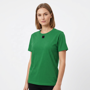 T-shirt décontracté pour homme, vert uni, 100% coton, manches courtes, col rond, coupe classique, jersey tricoté uni - Product Image 6