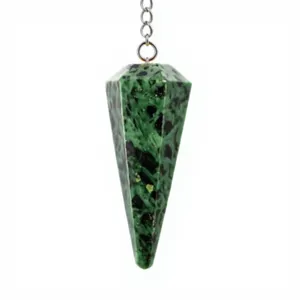 Pendentif en pierre naturelle de cristal de fleur, Reiki Feng Shui, avec chaîne couleur argent, pierre précieuse à facettes, pour la radiesthésie et la méditation, vente en gros - Product Image 1