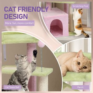 Torre per Gatti a Più Livelli Cozy Cat Condo da 27,5 Pollici con Tiragraffi e Cuccia Imbottita per Gattini, Imballaggio in Cartone per Interni - Product Image 4