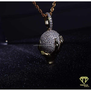 Pendentif de luxe en forme de boule de pierre avec diamant Moissanite VVS et bijoux en argent sterling 925 - Product Image 2