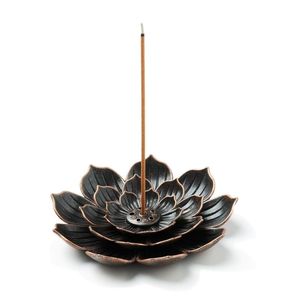 Porte-encens vintage en métal en forme de lotus, brûleur d'encens zen bouddhiste multifonctionnel, attrape-cendres pour la décoration intérieure et la méditation - Product Image 3