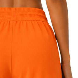 Shorts de course pour femmes orange avec passepoil bleu roi, en polyester, séchage rapide, taille élastique avec cordon de serrage, pour athlétisme, gym et fitness, OEM - Product Image 4