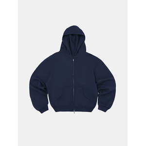 Sweat à capuche zippé court surdimensionné pour homme, en molleton épais 360 GSM, 100% coton écologique, imperméable, couleur unie, idéal pour l'hiver - Product Image 3