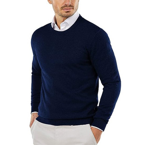 Pull en maille à col rond pour homme avec poignets et ourlet côtelés, idéal pour les occasions décontractées, le bureau, les voyages et les activités de plein air - Product Image 2