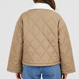 OEM/ODM Custom Plus Size Hooded Crop Top Quilted Puffer Jacket Women New Designs Long Sleeve Solid Color <b>Cotton</b> Dyed - Product Image 3