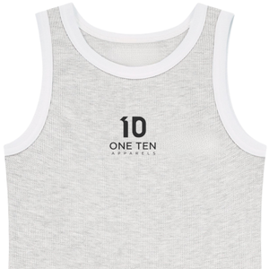 Débardeur côtelé en maille pour femme, blanc chiné, avec bordure contrastante blanche, en coton premium, sans manches, décontracté, respirant, idéal pour l'été - Product Image 3
