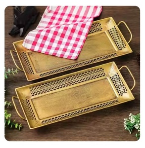 Fancy Luxury Metal Serving Trays Platter Shiny Table Top Decorative Metal <b>Home</b>, Hotel Decoration and Gifting Purpose - Product Image 6