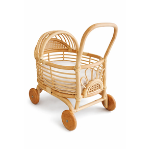 High Quality Natural <b>Wicker</b> Rattan Doll Pram with Mattress Bohemian Doll Stroller Storage <b>Basket</b> from Vietnam - Product Image 2