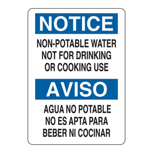 Panneau bilingue d'interdiction d'eau non potable (anglais/espagnol) réfléchissant pour usage intérieur/extérieur - Product Image 3