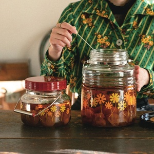 Botella de Almacenamiento Retro Aderia 1L 3L Hecha en Japón, Frasco para Alimentos con Tapa, Estilo Retro Showa, Diseño Floral Kawaii - Product Image 6