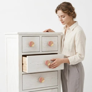 Bouton de meuble en bois Ba avec incrustation en laiton rose, design moderne, multifonctionnel, écologique, pour la maison, le bureau, la commode, la salle de bain, la chambre à coucher - Product Image 4