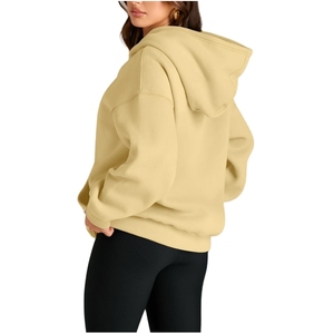 Sweat à capuche surdimensionné en coton 100 % premium, personnalisé, à épaules tombantes, en toile respirante, rose foncé, avec logo frontal, pour femme, hiver - Product Image 2