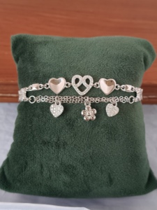 925 Sterling Silver Heart <b>Charm</b> <b>Bangle</b> Women Cubic Zirconia Micro Insert Inlay Romantic Fashion Jewelry High Polish Gift - Product Image 4