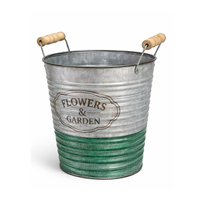 Pot de fleurs galvanisé pour décoration intérieure et extérieure - Rond - 7 pouces - Product Image 1