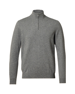 Pull en laine gris 100 % pour homme, col zippé, manches longues, couleur unie, idéal pour l'automne - Product Image 6