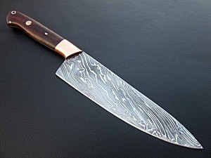 Couteau de chef artisanal en acier Damas avec manche en bois de rose, couteau de cuisine professionnel, usine OEM ODM - Product Image 6