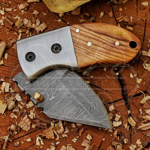 Mini couteau pliant en acier Damas avec manche en bois d'olivier, couteau EDC fait main sur mesure, lame tranchante, couteau de camping en plein air - Product Image 6