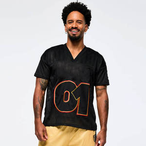 Men's <b>Plus</b> <b>Size</b> White V-Neck <b>Mesh</b> Football Jersey T-Shirt Blue Number Applique Short Sleeve <b>Top</b> - Product Image 4