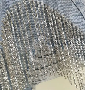 Women's High Waist Denim Shorts <b>Asymmetric</b> Tassel Distressed Washed Cotton Casual Summer Shorts - Product Image 6