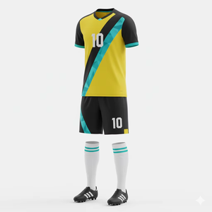 Conjunto de uniforme de fútbol transpirable para deportes, 100% poliéster, jersey y pantalones cortos personalizados, uniforme de fútbol, productos de alta calidad - Product Image 4