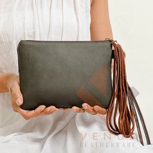 กระเป๋าสตางค์หนังวัวแท้สำหรับผู้หญิงทำด้วยมือปลอกยาวกันขโมยดีไซน์วินเทจสไตล์ตะวันตกคุณภาพสูง - Product Image 5