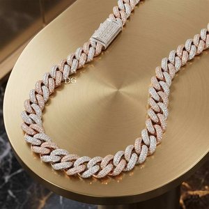 Collier Chaîne Cubaine de Luxe Premium, Entièrement Sertie de Diamants Bling Bling, Style Hip Hop, Plaqué Or 18K et Rhodium, pour Hommes et Femmes, Tendance Quotidienne - Product Image 1