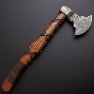 Hacha Vikinga de Damasco Hecha a Mano con Mango de Madera, Forjada a Mano, 24 Pulgadas, para Camping, Bushcraft y Supervivencia - Product Image 4