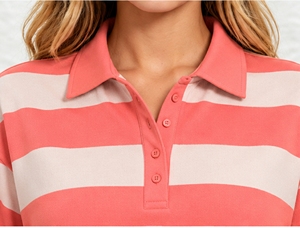 Conjunto de Camiseta Polo a Rayas y Pantalones Cortos para Mujer, Manga Corta, Cuello Camisero, Estilo Casual, Primavera Verano, 2 Piezas - Product Image 5