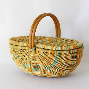 Cesta de picnic grande de mimbre redonda semicircular con tapa cestas de camping naturales superventas logotipo personalizado de gran tamaño aceptar - Product Image 2