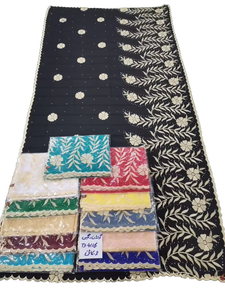 Women's Blue Chiffon <b>Shawl</b> Floral Embroidered Lightweight Breathable Ethnic Scarf Daily Wear Hijab <b>Wrap</b> Elegant Style - Product Image 4