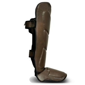Protège-tibias de boxe en cuir PU de haute qualité à prix de gros pour adultes, avec fermeture à lacets, personnalisables, respirants et légers - Product Image 2