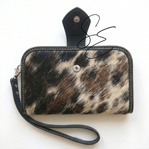 Elegant Western Cowhide Clutch Wallet Engraved Leather <b>Wristlet</b> Rustic Chic Cowgirl Evening Purse for Women Cowgirl <b>Wristlets</b> - Product Image 3