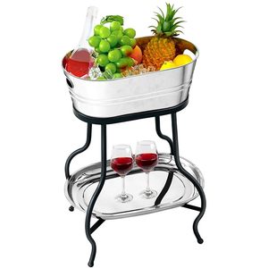 Wholesale Stainless Steel Beverage Tub with <b>Stand</b> with Bottom Tray OEM Bulk <b>Drink</b> Holder Cooler for Wedding Birthday Party - Product Image 1