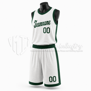 Conjunto de Uniforme de Baloncesto Blanco y Verde Personalizado, Fabricante de Marca Privada OEM ODM - Product Image 3