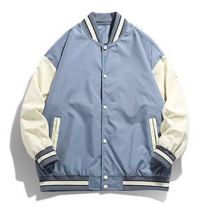 Blousons universitaires oversize en toile vierge, noirs, personnalisables, pour hommes, en gros, avec décoration personnalisée, réversibles, imperméables et coupe-vent - Product Image 4