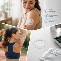 Patch adhésif personnalisé découpé sur mesure en non-tissé souple pour capteur CGM avec gel de silicone, fixation douce pour retrait facile, patch de fixation CGM en gros