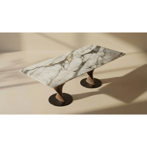 Table à manger de luxe en marbre Calacatta Violet, plateau en marbre, pieds en bois massif noyer, rectangulaire, mobilier moderne PISANO - Product Image 2