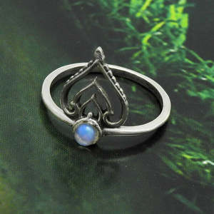 Bague artisanale en pierre de lune arc-en-ciel, style bohème, forme couronne, fabriquée en argent sterling 925 massif, bijoux en gros - Product Image 4